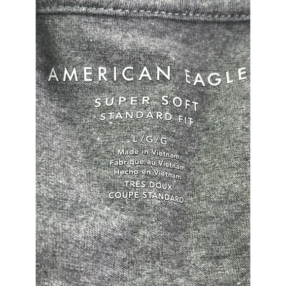 American Eagle Hoodie Men's Large Gray Long Sleeve Tee Shirt Light Weight Pocket - Picture 4 of 7